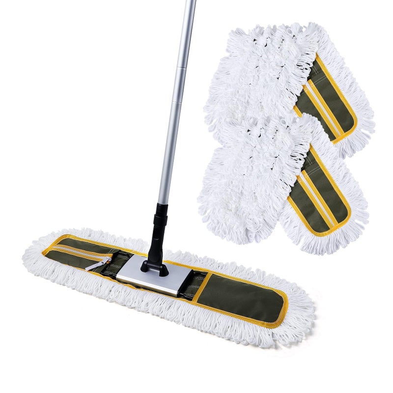 CLEANHOME 24 Commercial Dust Mop for Floor Cleaning Heavy Duty Floor Mop with 59 Extendable Long Handle Hotel Gym Garage Hospital Household Cleaning Supplies for Hardwood Tiles Marble Floors