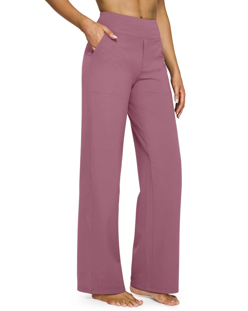 G4Free Women's Flare Yoga Pants Flare Leggings High Waisted Tummy Control Workout Casual Bootcut Pants(Velvet Dust,L,Regular) - Image 1