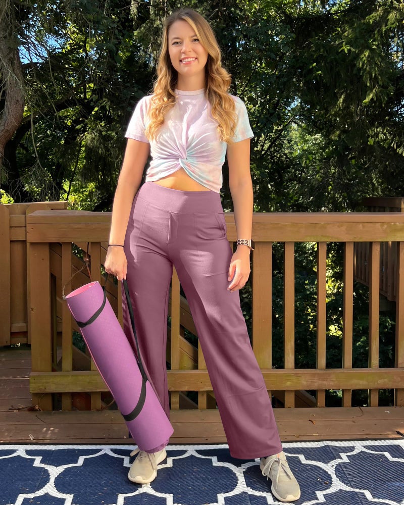 G4Free Women's Flare Yoga Pants Flare Leggings High Waisted Tummy Control Workout Casual Bootcut Pants(Velvet Dust,L,Regular) - Image 5
