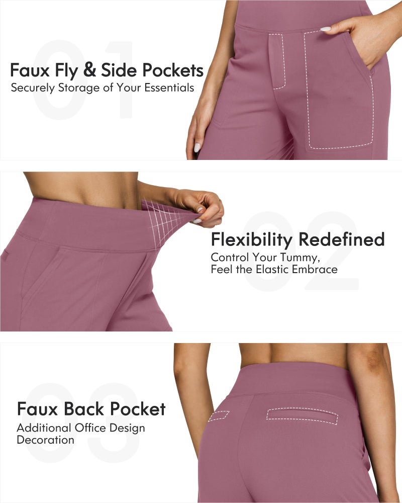 G4Free Women's Flare Yoga Pants Flare Leggings High Waisted Tummy Control Workout Casual Bootcut Pants(Velvet Dust,L,Regular) - Image 4