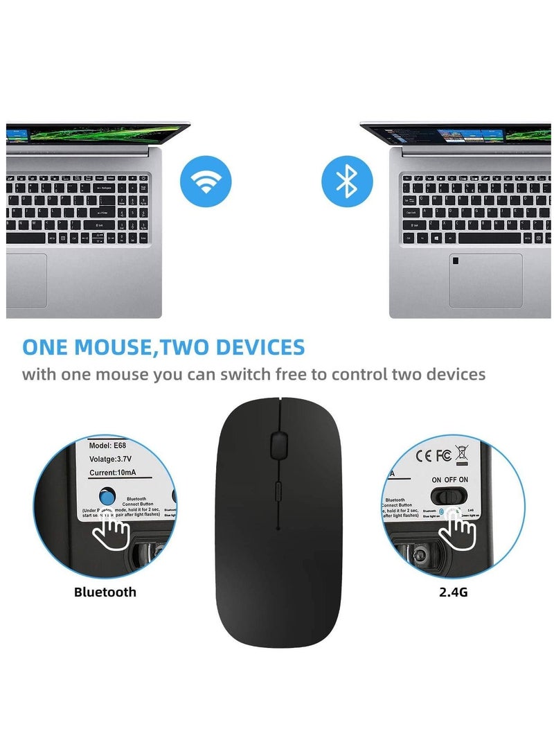 Ntech Bluetooth Mouse Ultra Slim Design 2.4GHz Rechargeable Wireless Bluetooth Dual Mode Mouse for MacBook Pro/MacBook Air, for Laptop/PC/Mac/iPad pro/Computer (black) - Image 4