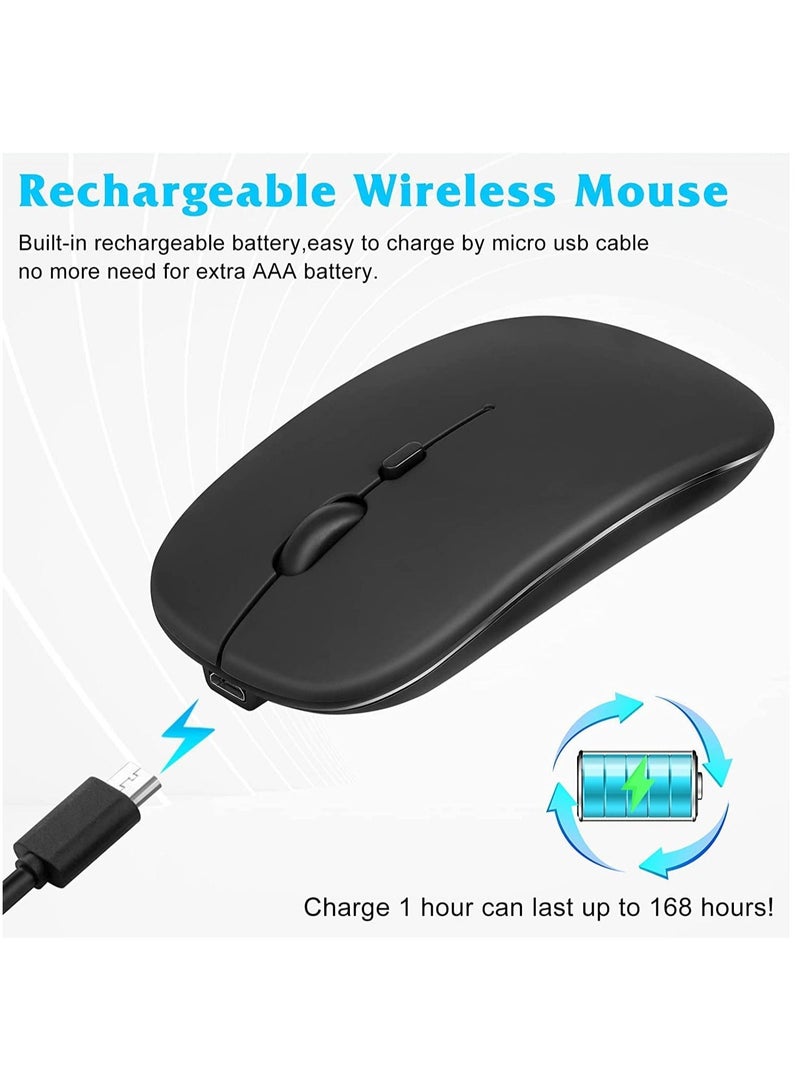 Ntech Bluetooth Mouse Ultra Slim Design 2.4GHz Rechargeable Wireless Bluetooth Dual Mode Mouse for MacBook Pro/MacBook Air, for Laptop/PC/Mac/iPad pro/Computer (black) - Image 5