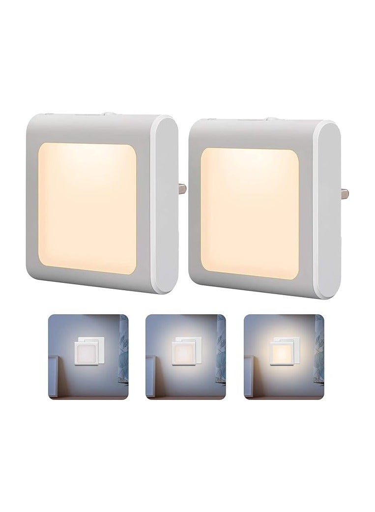 Yakiter 0.6W Children's Night Lights, LED Nightlights Plug in Wall with Auto Dusk to Dawn Sensor, 40-50LM Brightness Adjustable, Warm White 3200K, For Kids (2 Pack) - Image 1