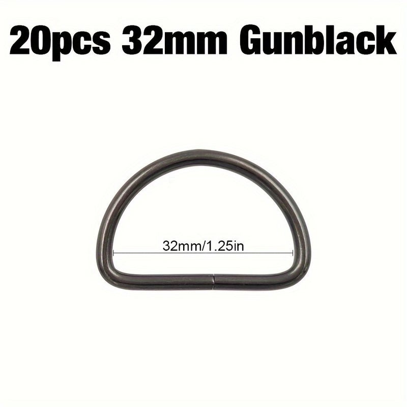 20 Pcs Gun Black Metal D Buckle 1 26 Inch Size - Image 1