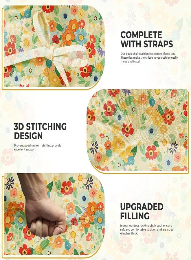 Uthem Rocking Chair Cushion, Waterproof Chairs Cushions for Adirondack Chairs Patio Chair High Back Thicked Cushions Outdoor and Indoor with Ties, Daisy 2# - Image 3