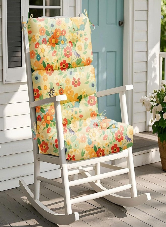 Uthem Rocking Chair Cushion, Waterproof Chairs Cushions for Adirondack Chairs Patio Chair High Back Thicked Cushions Outdoor and Indoor with Ties, Daisy 2# - Image 1