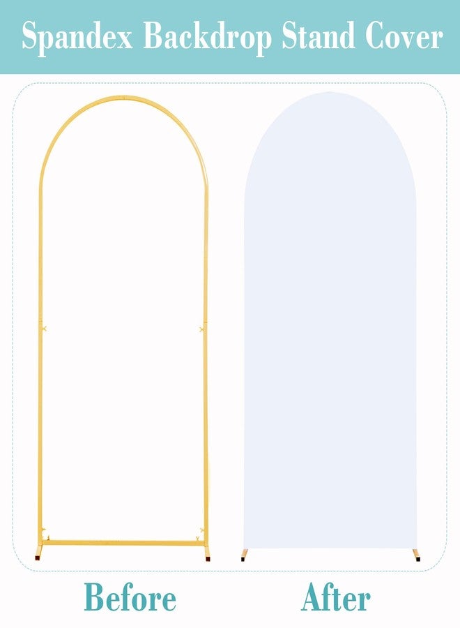 HB HBB MAGIC 6.6FT Wedding Arch Backdrop Cover, Stretchy Arch Covers Round Top Chiara Backdrop Cover for Wedding Birthday Party Baby Shower Banquet Arch Decor(White+Beige) - Image 5