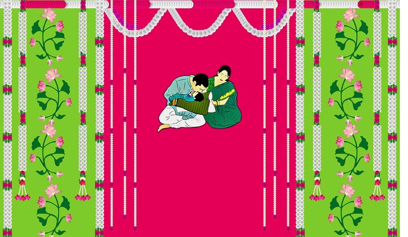 Backdropon Pink Green Flower Backdrop with Baby Shower Design Backdrop for Cradle Ceremony, Baby Naming Ceremony/Background Curtain Cloth for Festival Size 3 Feet Height and 5 Feet Width(3 * 5) - Image 3
