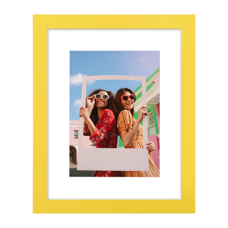 Vittanly 8x10 Picture Frame  Engineered Wood with Shatter Resistant Plexiglass  Display Pictures 5x7 with Mat or 8x10 without Mat  Photo Frame for Wall or Table Top Display  Yellow  1 Pack - Image 1