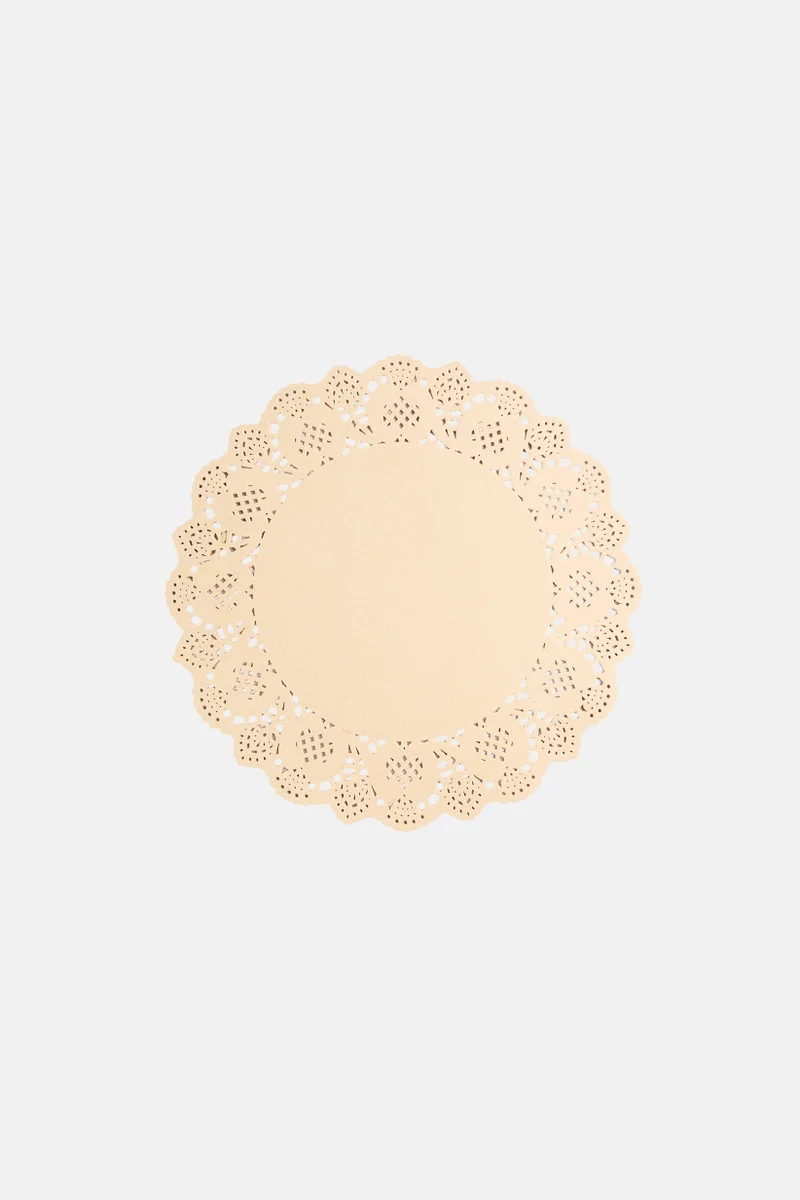 Muy Mucho 20 Pcs Doilies Disposable Foil Lace Paper, Tan