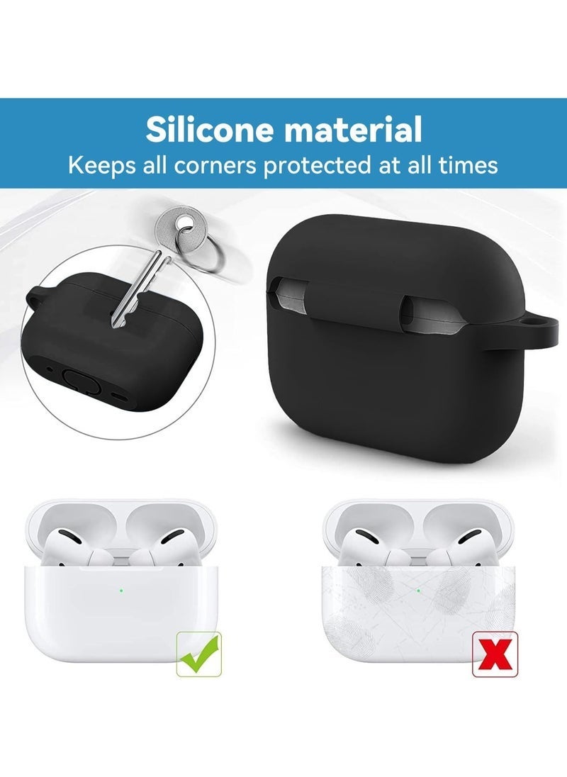 ELTRAZONE 🖤 Silicone Case Cover for AirPods Pro 2 – Shockproof, Protective Skin with Built-in Carabiner, Cleaning Kit Included – Full Coverage, Anti-Slip, Scratch-Resistant, Compatible with AirPods Pro 2 (Black) – Premium Protection for Everyday Use - Image 3