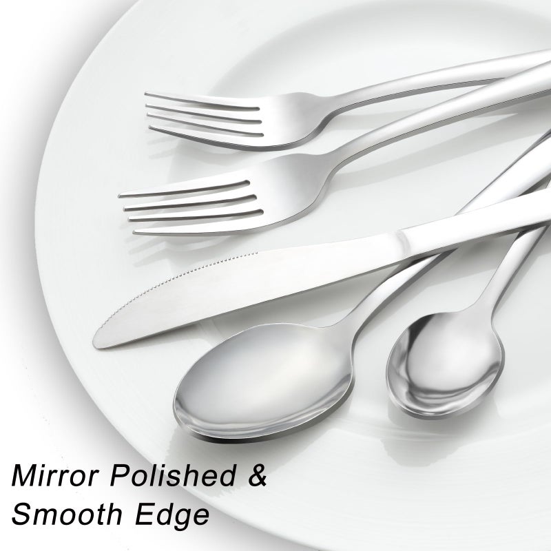 Pleafind 24-Piece Silverware Set - Stainless Steel Flatware with Steak Knives, Forks, Spoons, Knives - Dishwasher Safe for Home or Restaurant - Image 3