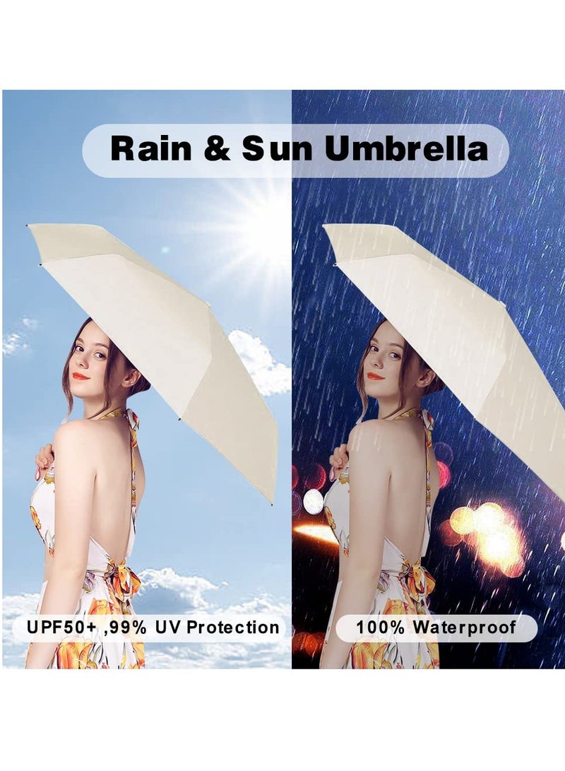 Folding Umbrellas Travel Sun Rain Umbrella for Walking With Case, Compact UV Umbrella for Sun and Rain, Lightweight Portable, Windproof Parasol Umbrella UV Protection for Women and Men - Image 2