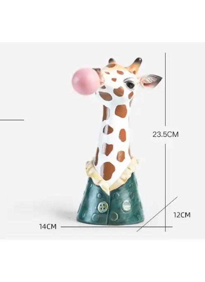 BLUE CORAL Giraffe Blowing Bubbles Creative Vase Decoration Art Vase Artificial Flower Vase Dried Home Living Room Table Art Statue  - Image 3
