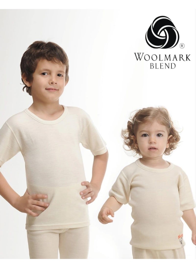 Hasyün 500 Children's Short Sleeve Woolen Undershirt 2 Pieces  - Image 3