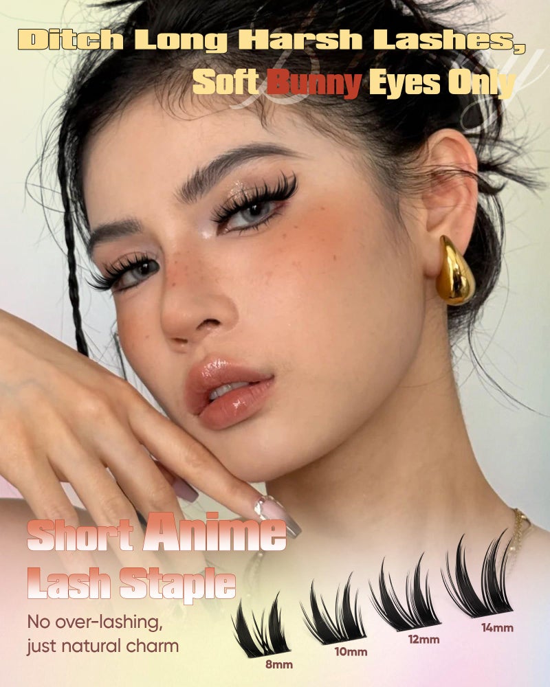 zenotti Manga Lash Clusters Anime Eyelash Clusters Wispy Cluster Eyelash Extensions Natural Bunny Fairy Individual Lashes Short 8-14MM CC-Curly Wet Look Lashes Extensions by zenotti - Image 4