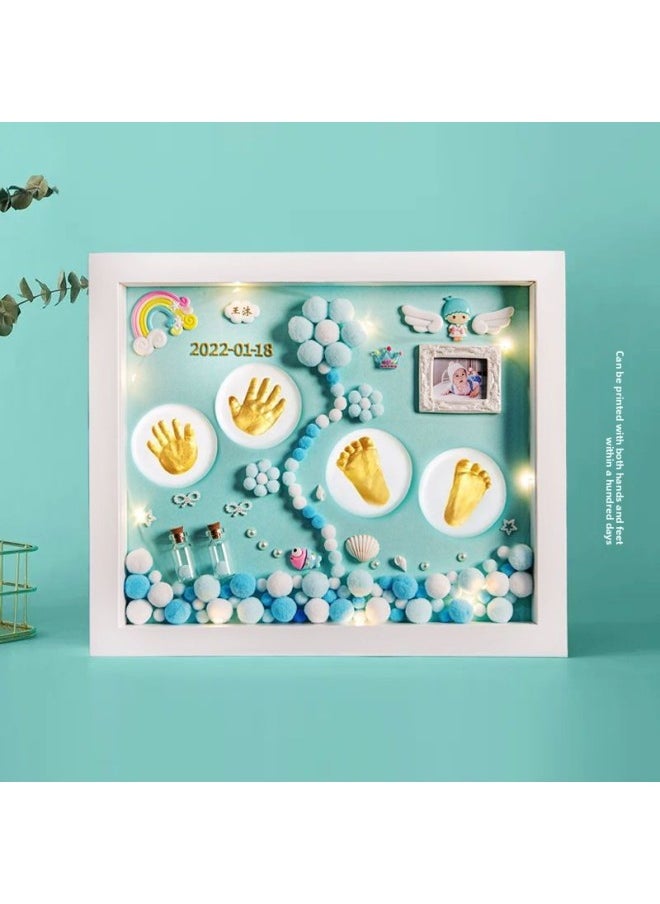 Generic - Baby Hand Foot Inkpad Fetal Hair Bottle Souvenir Photo Frame Full Moon Hand Foot Inkpad 100 Days Old Li Qin Xuan-Specification:Recommended Model 12inch Pink Model + Small Jewelry Warm Lamp C☆ - Image 1