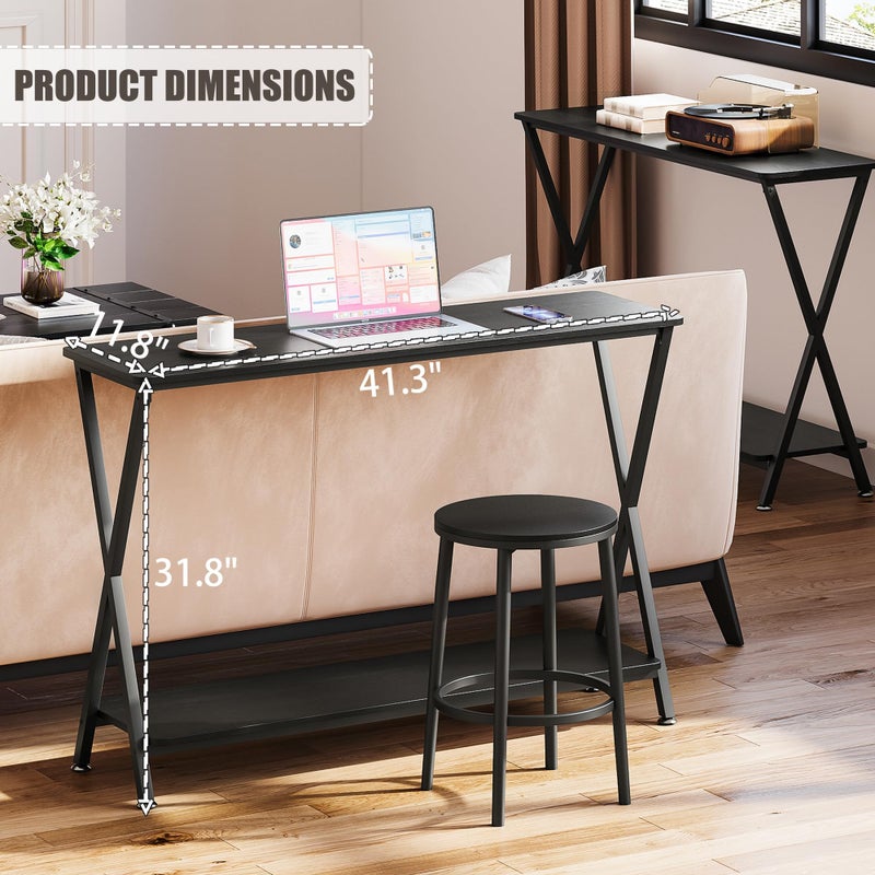 MilleLoom Console Table with Storage Shelf, Narrow Entryway Table, Behind Couch Tables, Thin Sofa Tables for Living Room, Hallway, Bedroom, Foyer - Image 2
