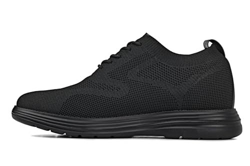 CALTO Men's Invisible Height Increasing Elevator Shoes - Black/Black Sole Ultra Light-Weight Lace-up Knitted Sporty Walker - 2.8 Inches Taller - X2631 - Size 12 D(M) US - Image 4