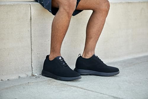 CALTO Men's Invisible Height Increasing Elevator Shoes - Black/Black Sole Ultra Light-Weight Lace-up Knitted Sporty Walker - 2.8 Inches Taller - X2631 - Size 12 D(M) US - Image 2