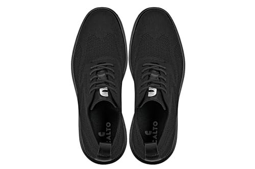 CALTO Men's Invisible Height Increasing Elevator Shoes - Black/Black Sole Ultra Light-Weight Lace-up Knitted Sporty Walker - 2.8 Inches Taller - X2631 - Size 12 D(M) US - Image 5