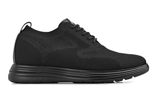 CALTO Men's Invisible Height Increasing Elevator Shoes - Black/Black Sole Ultra Light-Weight Lace-up Knitted Sporty Walker - 2.8 Inches Taller - X2631 - Size 12 D(M) US - Image 3