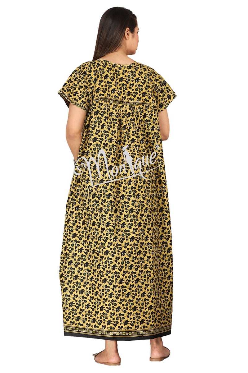 Monique Brand Cotton Nighty for Women — Floral Printed Stylish Night Gown, Comfortable Sleepwear Long Nightwear, Maxi- Free Size (Size - M to XXL-44) - Image 4