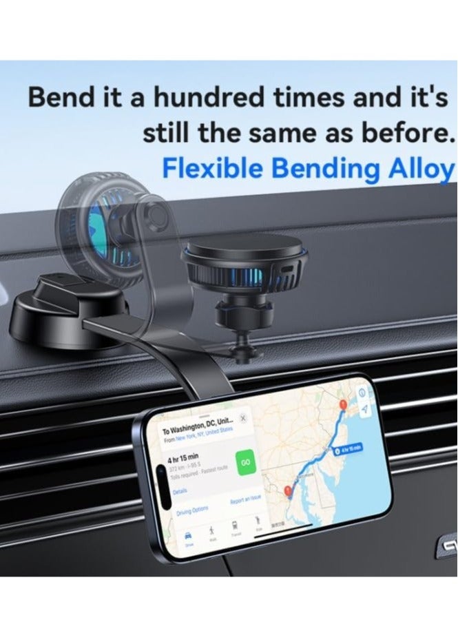 Magnetic Wireless Charging Car Holder with Semiconductor Cooling and Dual Ambient Lighting - Image 4