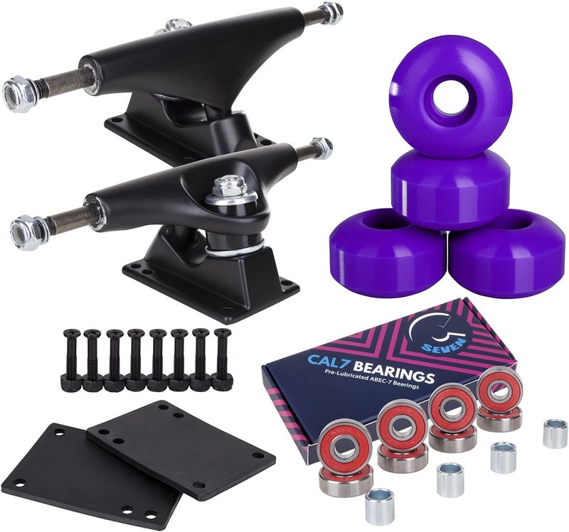 Cal 7 Skateboard Complete Combo with 139 mm Trucks, 52 mm Wheels, Bearings, Durable Skateboard Hardware Kit, Starter Set for Standard Skateboards - Image 2