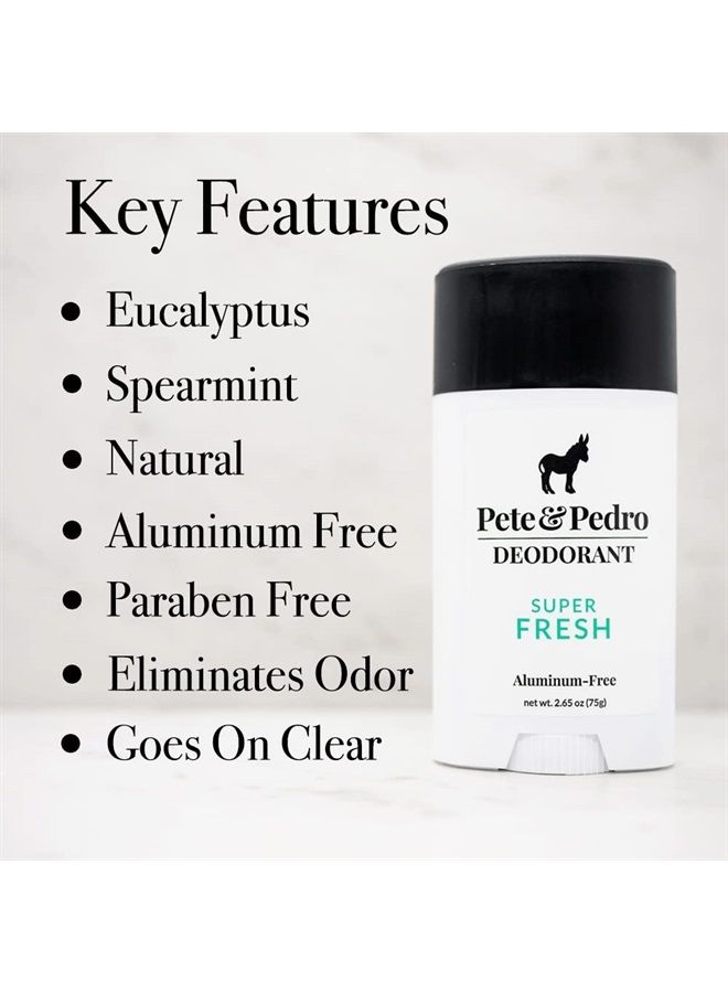 Pete & Pedro FRESH DEODORANT | Natural, Aluminum-Free Deodorant - Eucalyptus & Spearmint Scent For Men & Women | Odor-Control, Sweat Protection | Paraben Free, Vegan | As Seen On Shark Tank 2.65 oz. - Image 2