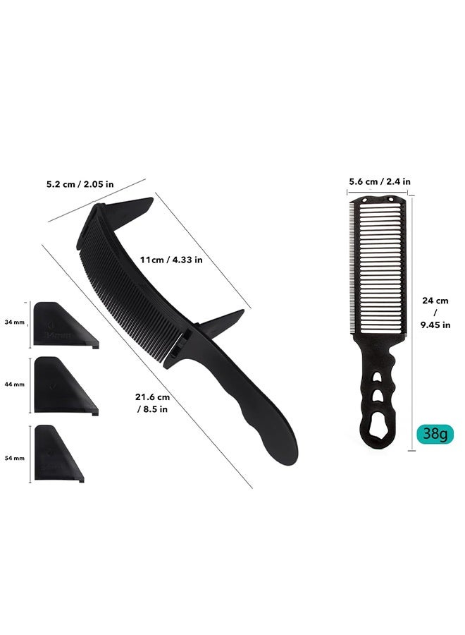 Barber Fade Comb for Men Haircut,Hair Cutting Tools, Anti-Static Heat Resistant Adjustable Curved Comb for Positioning Flat Top,For Home or Salon Professional Use (Black, Comb) - Image 5