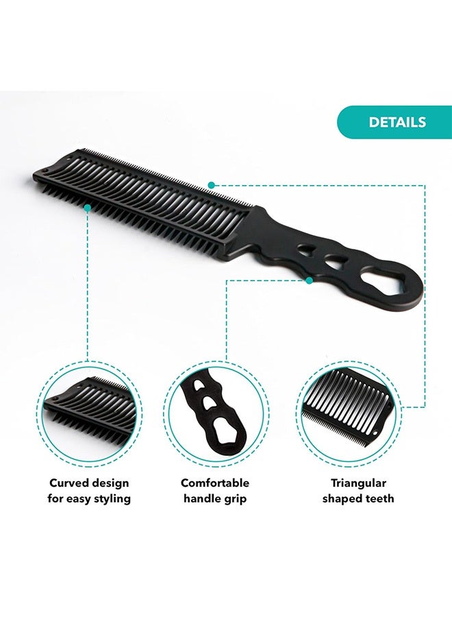 Barber Fade Comb for Men Haircut,Hair Cutting Tools, Anti-Static Heat Resistant Adjustable Curved Comb for Positioning Flat Top,For Home or Salon Professional Use (Black, Comb) - Image 2