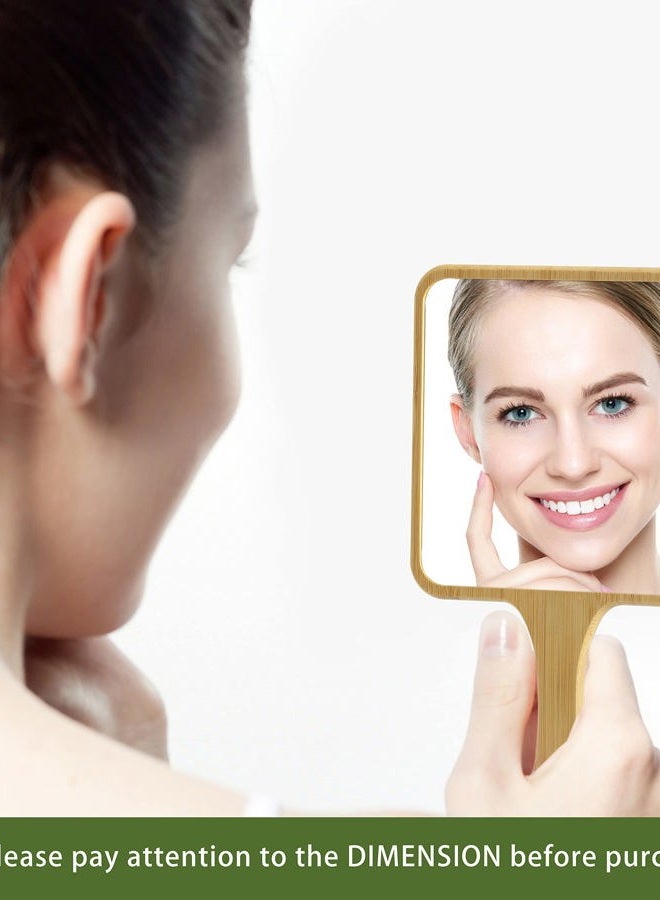 Jasefa Hand Mirror,Natural Bamboo Hand Held Mirror with Handle,Small Cute Handheld Mirror for Shaving Single-Sided Portable Travel Vanity Mirror for Men & Women,5.3" W x 9.8" L - Image 2