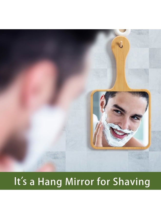 Jasefa Hand Mirror,Natural Bamboo Hand Held Mirror with Handle,Small Cute Handheld Mirror for Shaving Single-Sided Portable Travel Vanity Mirror for Men & Women,5.3" W x 9.8" L - Image 5