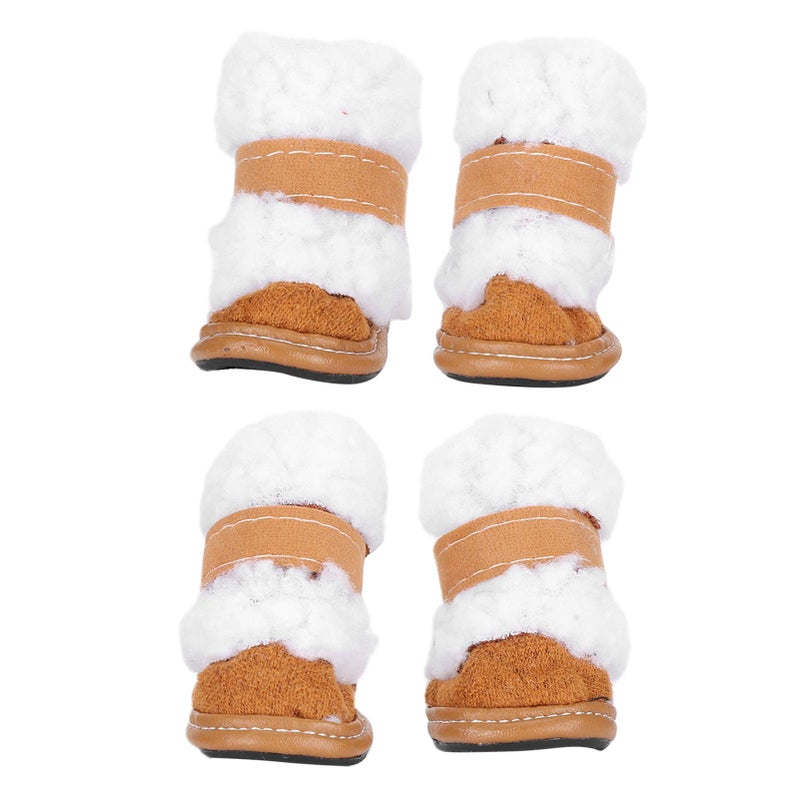 Winter Pet Boots Warm Antiskid Outdoor Dog Shoes With Hook Loop Closure Khaki Type 1 - Image 3