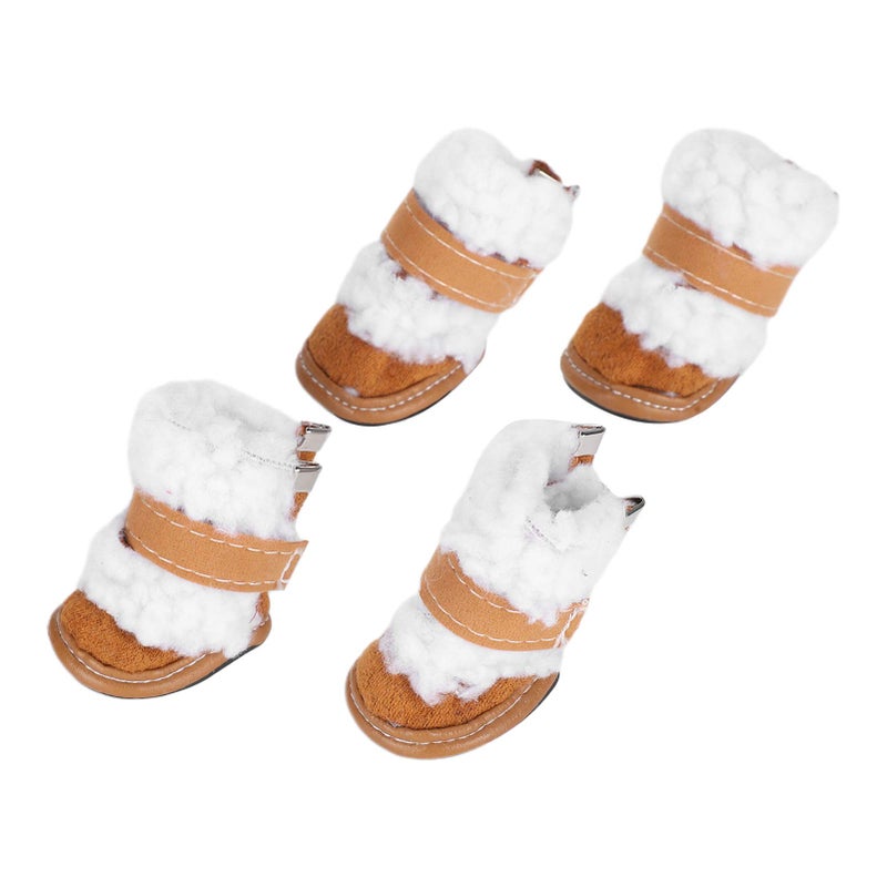 Winter Pet Boots Warm Antiskid Outdoor Dog Shoes With Hook Loop Closure Khaki Type 1 - Image 5