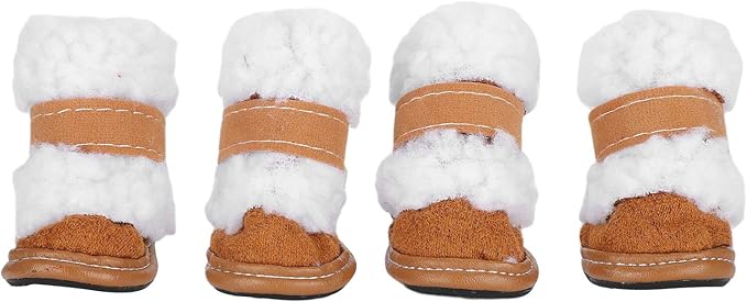 Winter Pet Boots Warm Antiskid Outdoor Dog Shoes With Hook Loop Closure Khaki Type 1 - Image 1