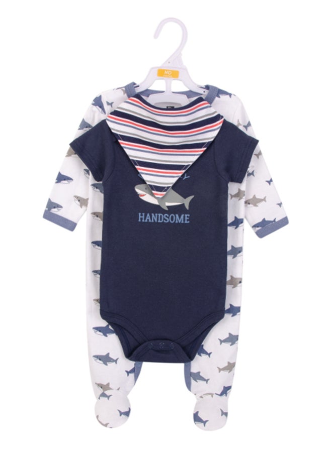 hudson baby - Baby Layette Set 3 Piece Sharks, 0 - 3 Months - Image 1