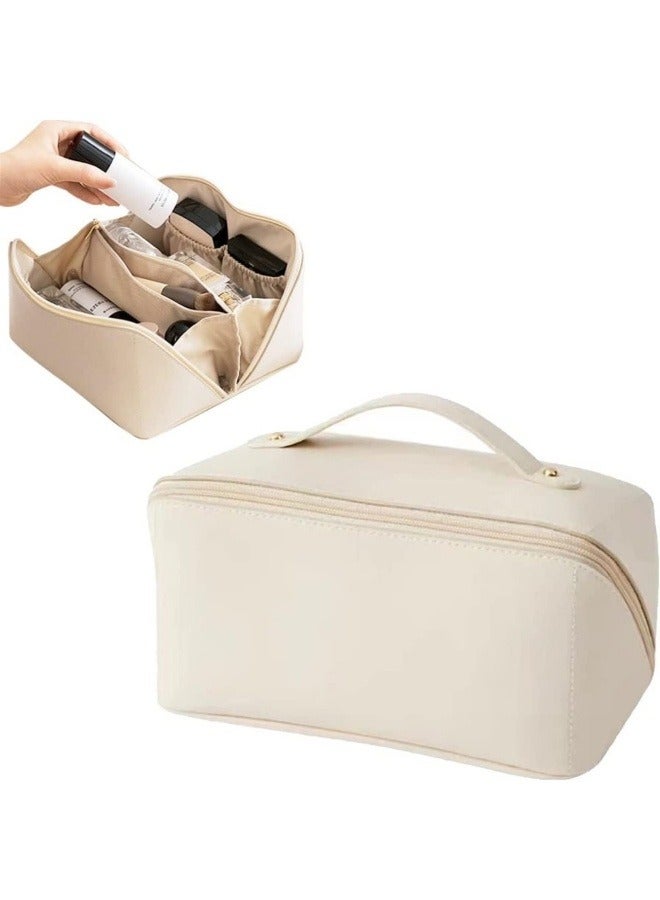 GRUCIY Large Capacity Travel Cosmetic Bag, Multifunction Organizer Storage Bag, Makeup Bag with Handle and Dividers, Skincare Dispenser, Toiletry Bag for Women, 9.25x4.13x4.33 inch - Image 1