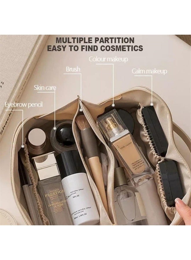GRUCIY Large Capacity Travel Cosmetic Bag, Multifunction Organizer Storage Bag, Makeup Bag with Handle and Dividers, Skincare Dispenser, Toiletry Bag for Women, 9.25x4.13x4.33 inch - Image 2