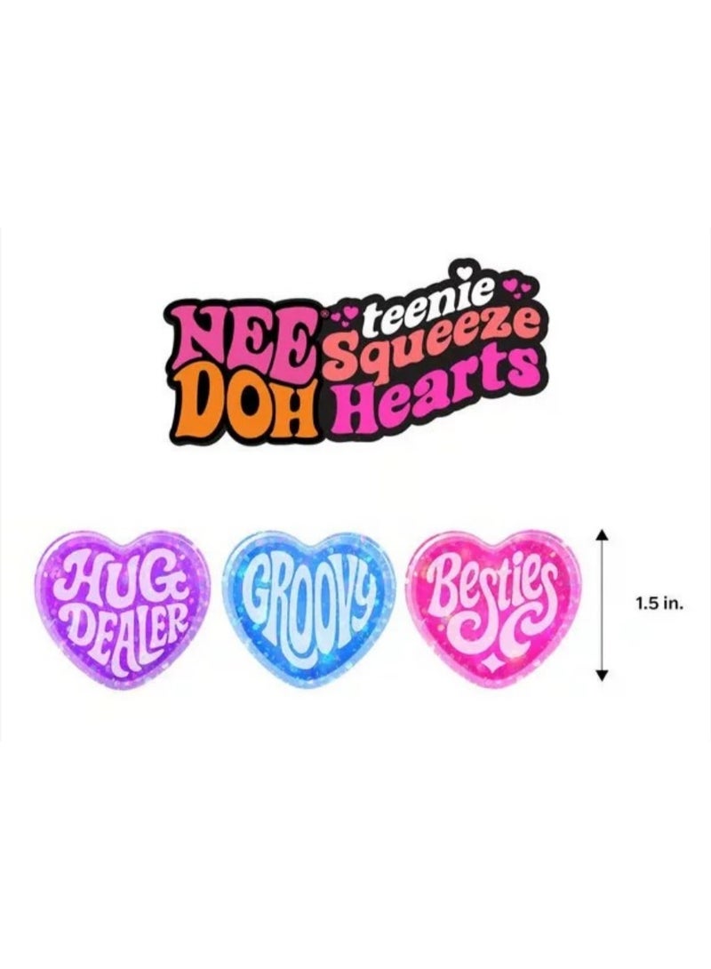 NeeDoh Teenie Sparkle Hearts Stress Relief Toy - Sparkling Soft Squishy Hearts (Pack of 3) - Image 5