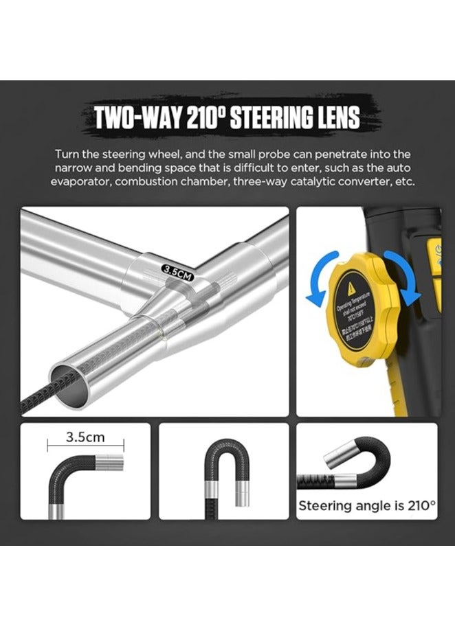 AUTOOL SVB305 Articulating Video Endoscope 5 Inch IPS Articulating Endoscope Inspection Camera Two-Way 210° Steering Lens Waterproof Automotive Mechanic Fibreglass Scope LED Light Control Multilingual - Image 3