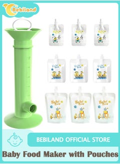 Bebiland Baby Food Maker with 9 Pcs Reusable Pouches for Toddlers Baby, Reusable Baby Food Pouches Filler Kit, for Storaging Applesauce Yogurt Smoothie Puree  - Image 1