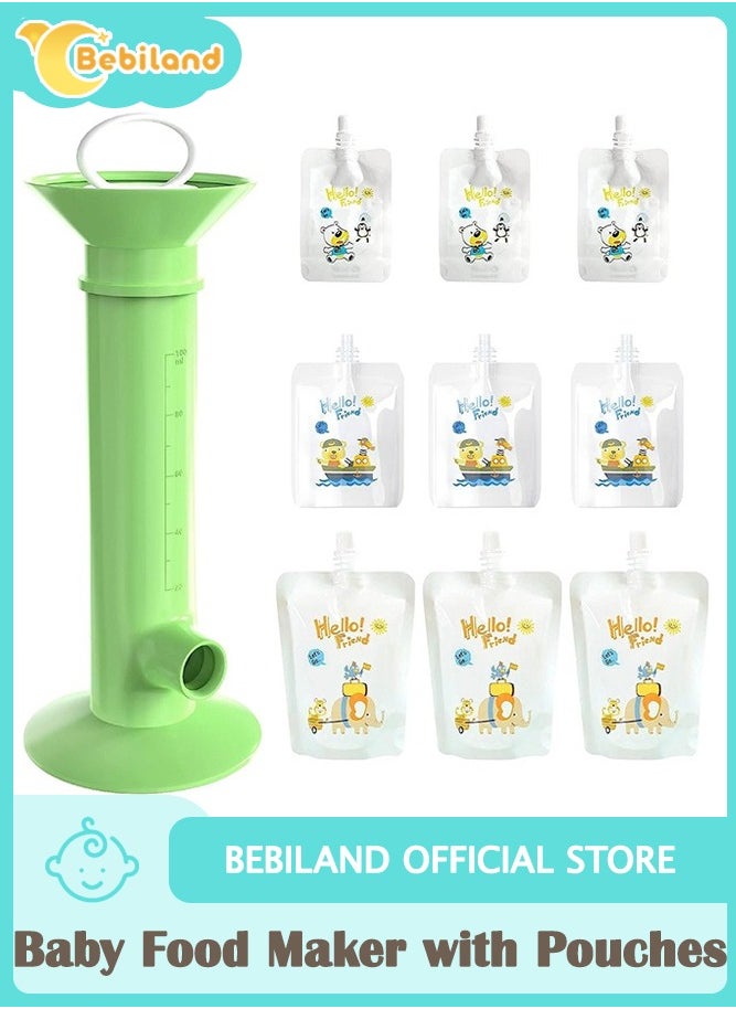Bebiland Baby Food Maker with 9 Pcs Reusable Pouches for Toddlers Baby, Reusable Baby Food Pouches Filler Kit, for Storaging Applesauce Yogurt Smoothie Puree  - Image 1