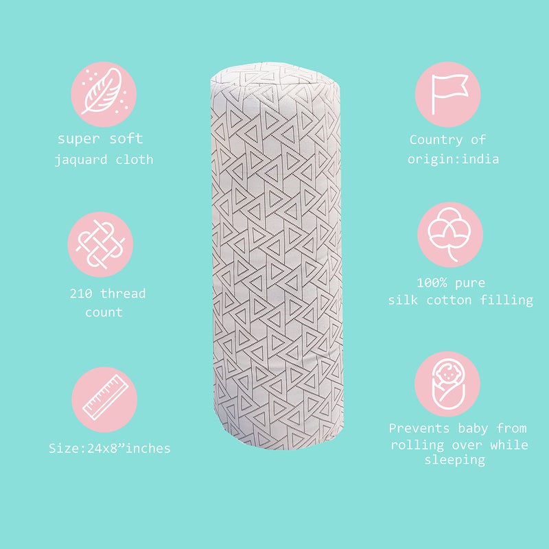 VG Mattress - Organic Kapok/Silk Cotton/Ilavam Panju/Semal White Round Bolster Pillow Yoga Multi Purpose Size 24" x 8" Inches (Pack of 4) - Image 5