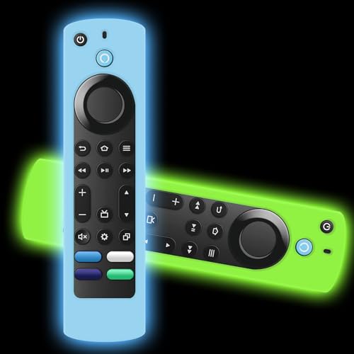 SOTATOO 2 Pack Remote Covers Replacement Compatible with Toshiba and Insignia Fire TV Remote, Silicone Sleeve Case Glow in Dark for CTRC1US21 NS-RCFNA-21 Remote Cover (Glow Blue& Glow Green) - Image 1