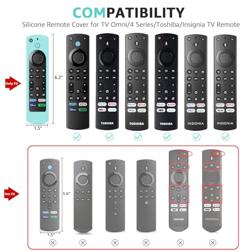 SOTATOO 2 Pack Remote Covers Replacement Compatible with Toshiba and Insignia Fire TV Remote, Silicone Sleeve Case Glow in Dark for CTRC1US21 NS-RCFNA-21 Remote Cover (Glow Blue& Glow Green) - Image 2