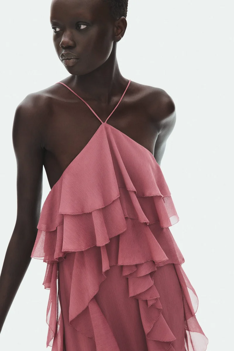 H&M  Flounced chiffon dress for Women | Best Price UAE