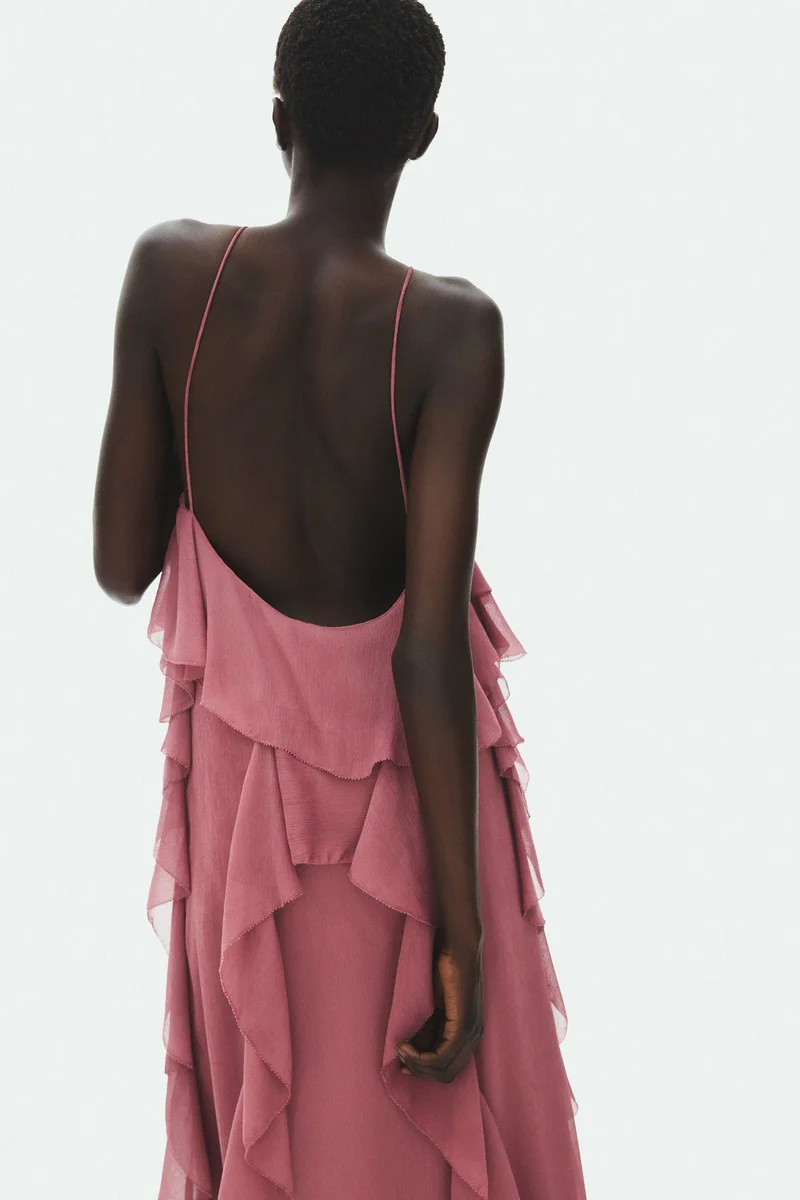 H&M  Flounced chiffon dress for Women | Best Price UAE