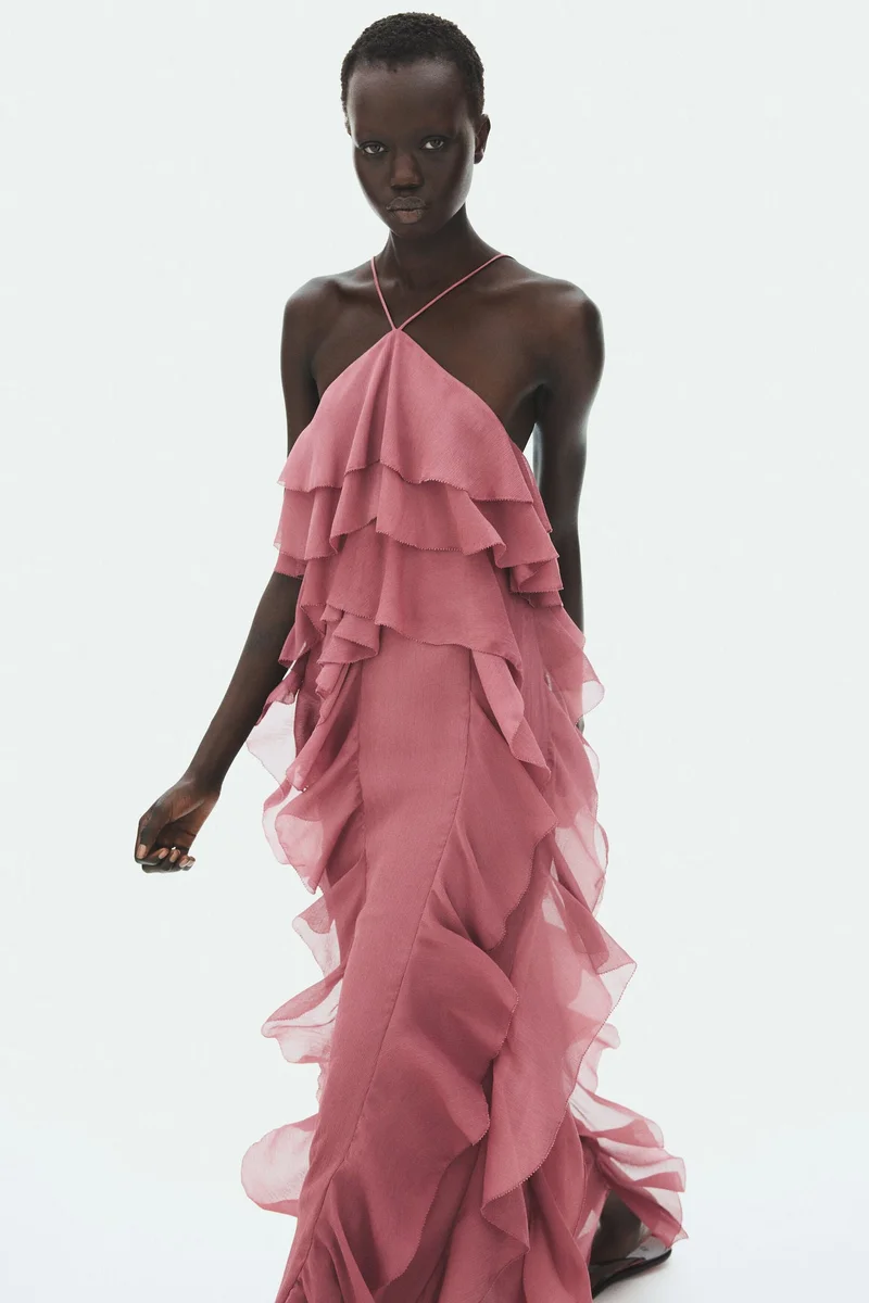 Flounced chiffon dress